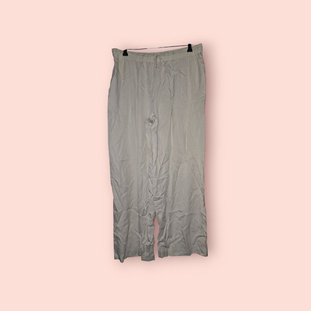 Haven Well Within Washed Pleated Straight Leg Pants Ivory High Rise Relaxed L